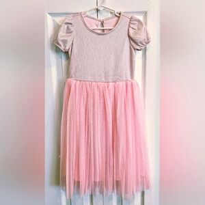 Pink Glittery Dress with Tulle Skirt